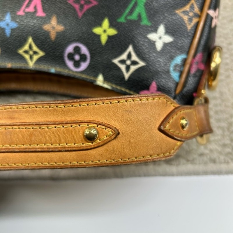 ZZZ LV路易威登黑三彩劍橋腋下包 棕色皮質肩帶 金色五金 雙扣設計四季通搭 單肩包手提包-28