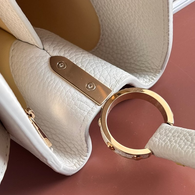 限定款 ::Louis Vuitton:: M59883 Capucines BB 米白x鵝黃色 手提包 斜背包 兩用包 彩色背帶-22