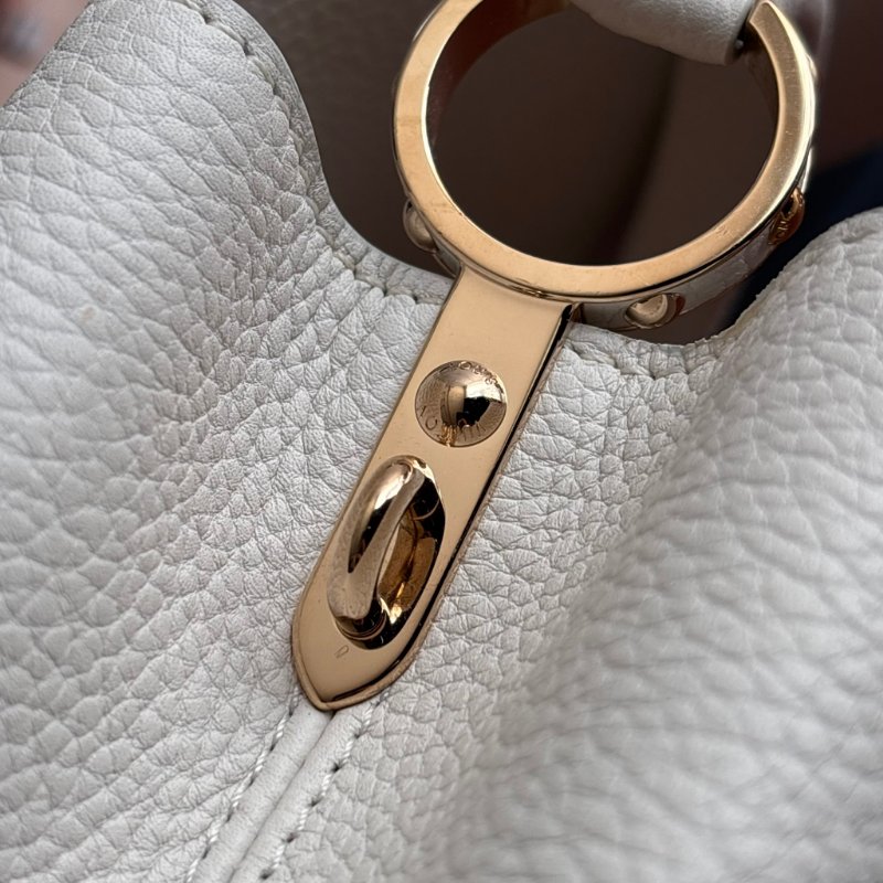 限定款 ::Louis Vuitton:: M59883 Capucines BB 米白x鵝黃色 手提包 斜背包 兩用包 彩色背帶-24