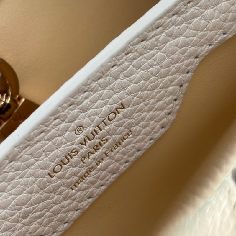 限定款 ::Louis Vuitton:: M59883 Capucines BB 米白x鵝黃色 手提包 斜背包 兩用包 彩色背帶-29