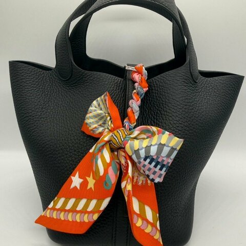 HERMES picotin 18 黑色銀扣#K 刻