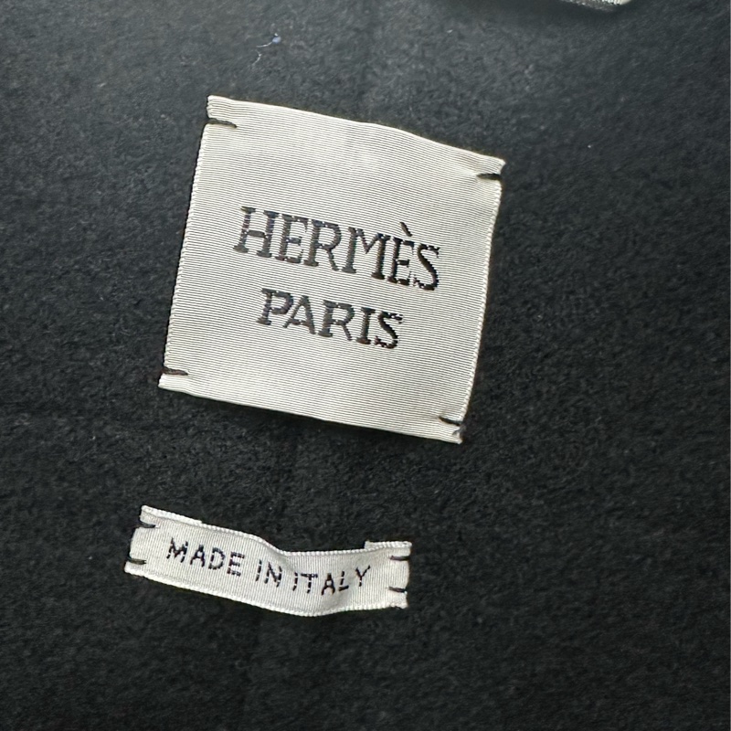 愛馬仕Hermes 斜拉鍊 黑色 羊絨外套  女士短款大衣 衣服 34碼-2