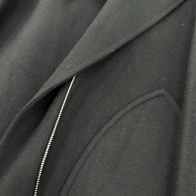 愛馬仕Hermes 斜拉鍊 黑色 羊絨外套  女士短款大衣 衣服 34碼-4