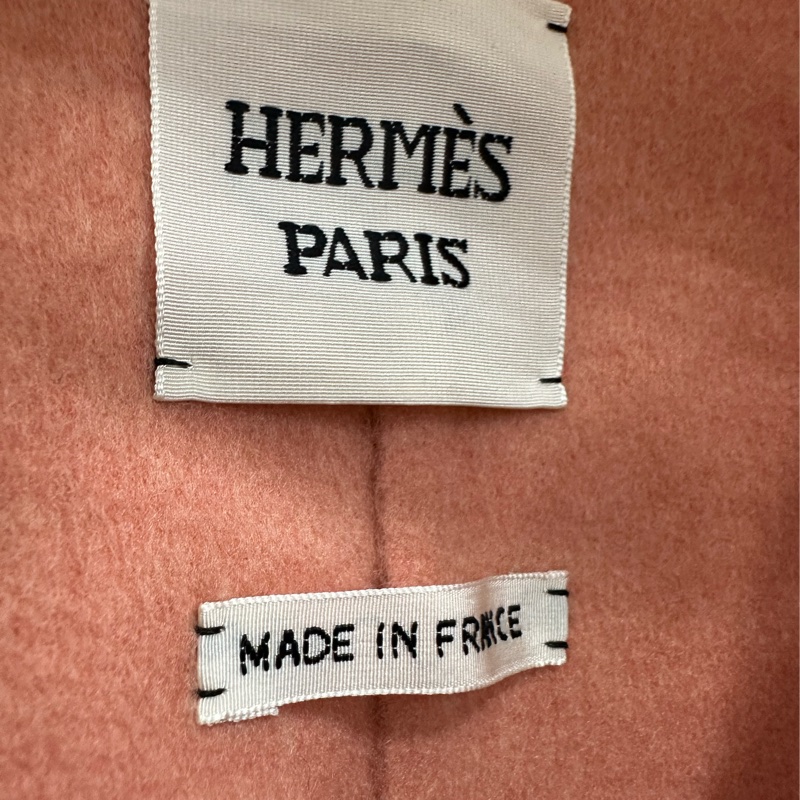Hermes愛馬仕 全新吊牌 34碼 粉紅羊絨斗篷外套-2