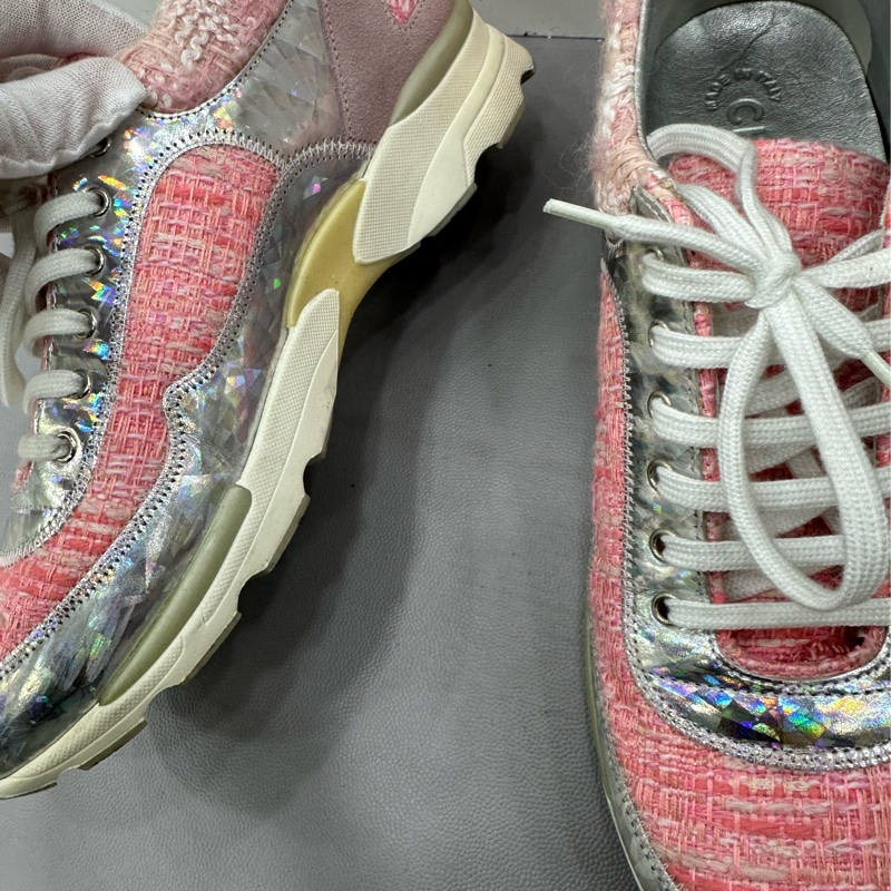 Chanel香奈兒粉紅編織運動鞋，38.5碼-3