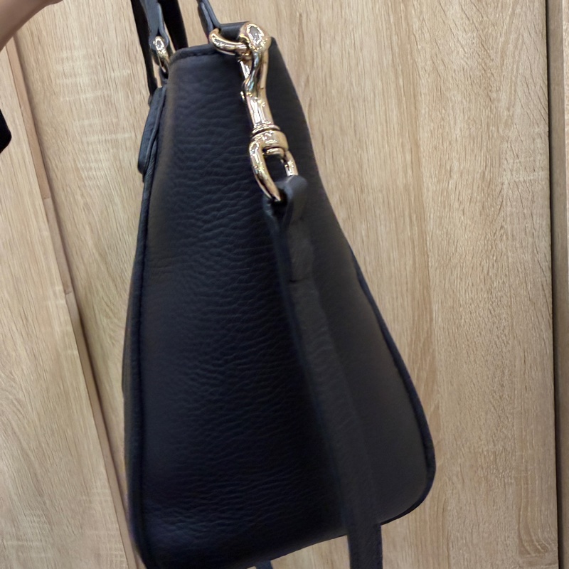 Gucci 黑牛皮淡金釦Soho Tote S號手提斜背托特包-1