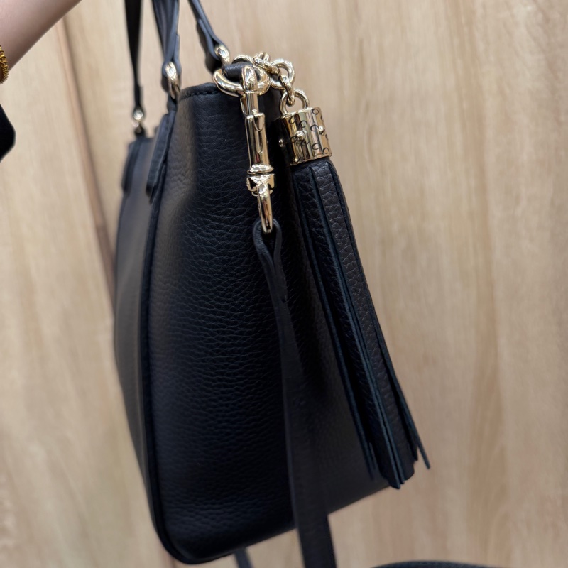 Gucci 黑牛皮淡金釦Soho Tote S號手提斜背托特包-2