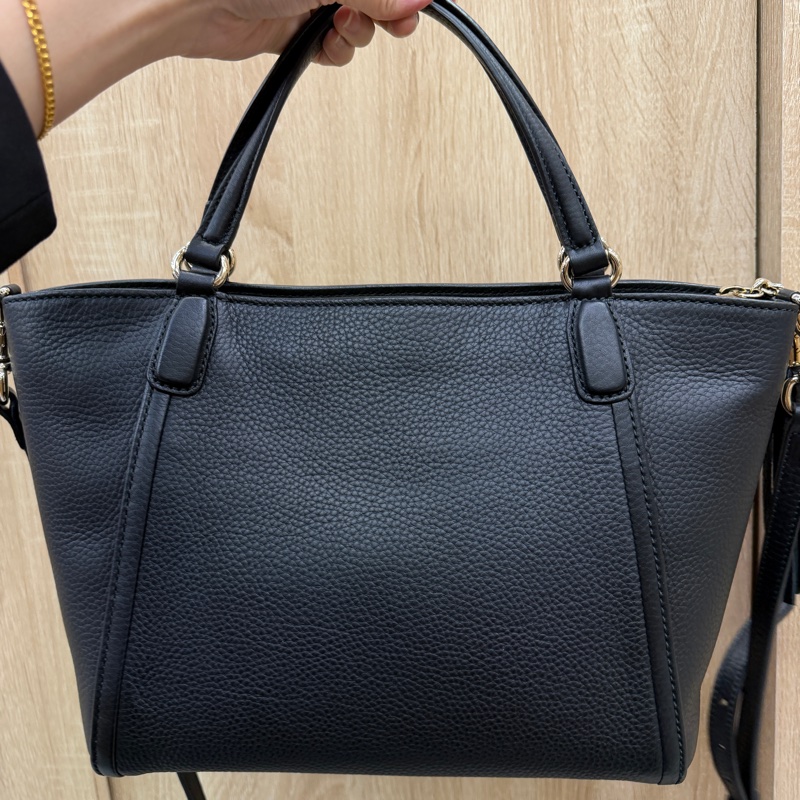 Gucci 黑牛皮淡金釦Soho Tote S號手提斜背托特包-4