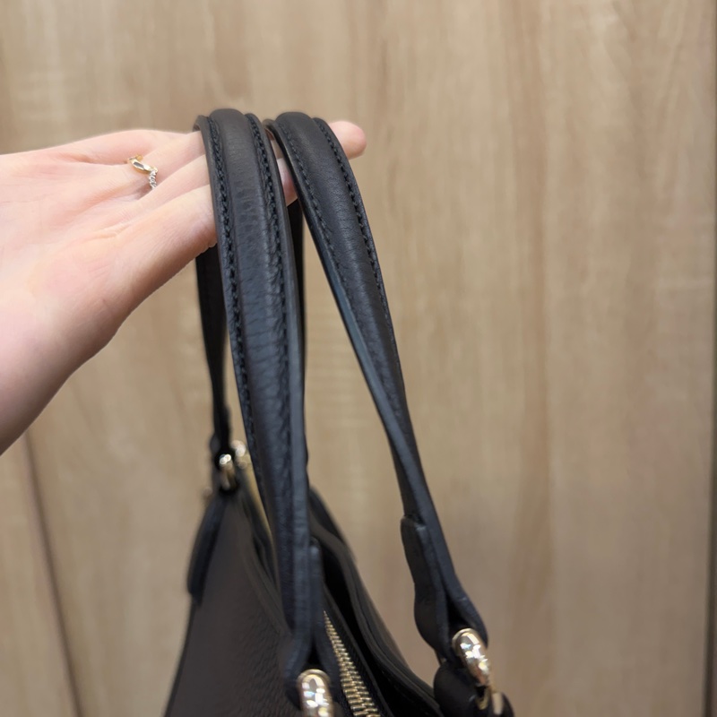 Gucci 黑牛皮淡金釦Soho Tote S號手提斜背托特包-5