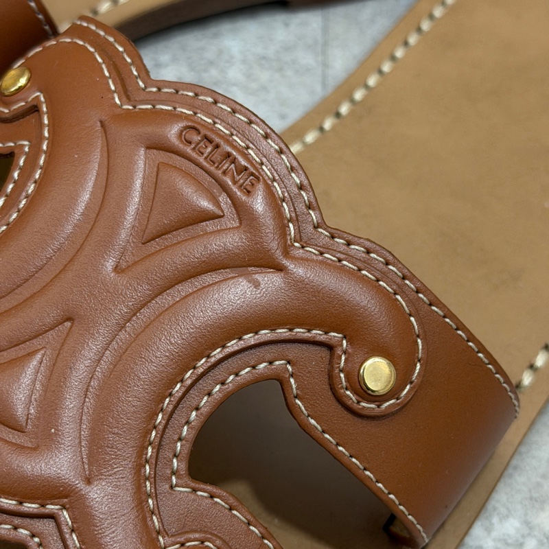 Celine 咖牛皮Marina凱旋門拖鞋-1