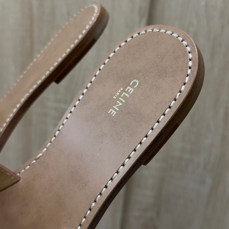 Celine 咖牛皮Marina凱旋門拖鞋-11