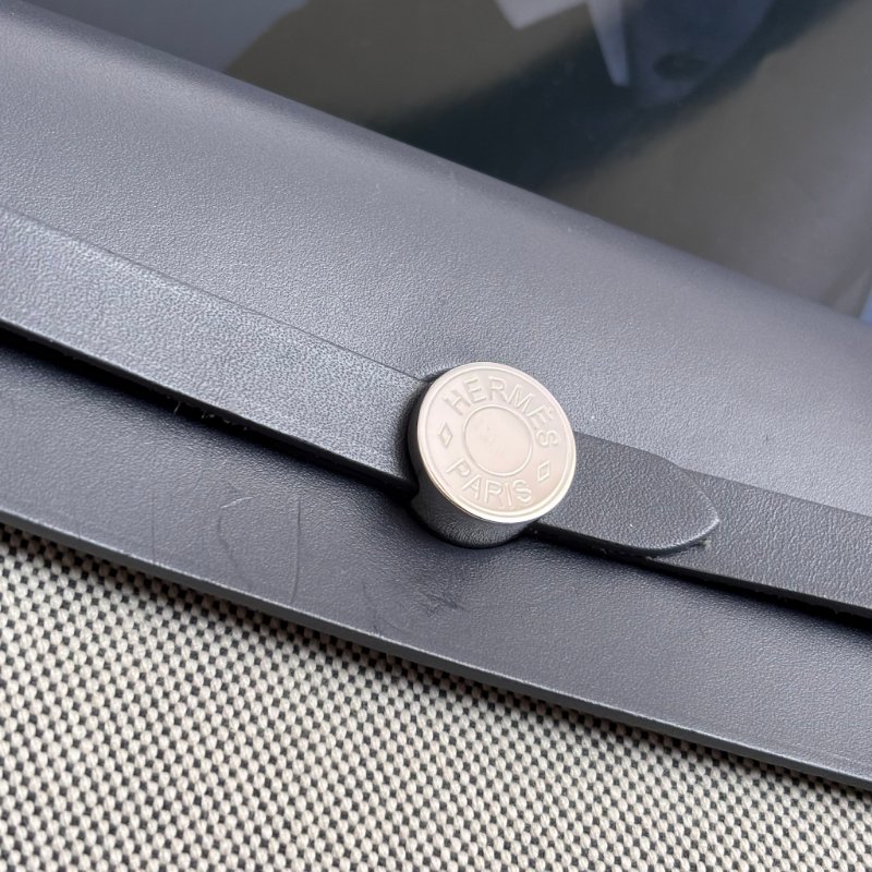 ::HERMES::W刻 MINI HERBAG20 石板灰皮革 帆布斜背包-5