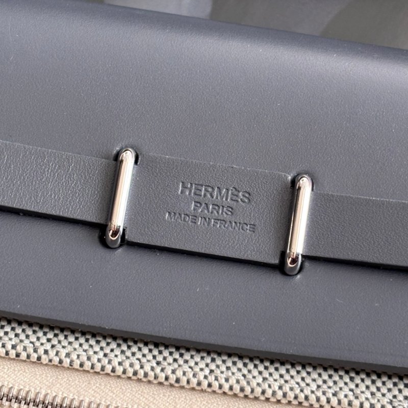 ::HERMES::W刻 MINI HERBAG20 石板灰皮革 帆布斜背包-7