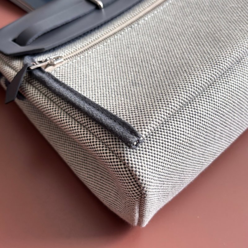::HERMES::W刻 MINI HERBAG20 石板灰皮革 帆布斜背包-11