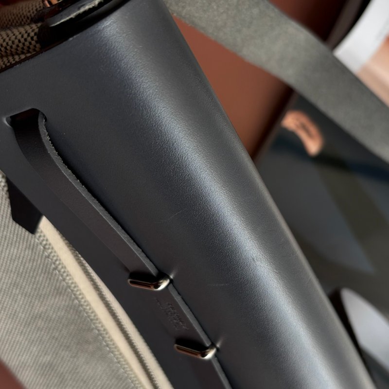 ::HERMES::W刻 MINI HERBAG20 石板灰皮革 帆布斜背包-24