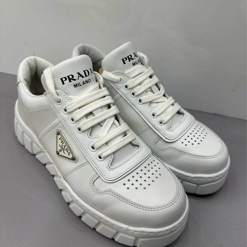 Prada普拉達 Fly Block小白鞋 7 號 /42碼-0