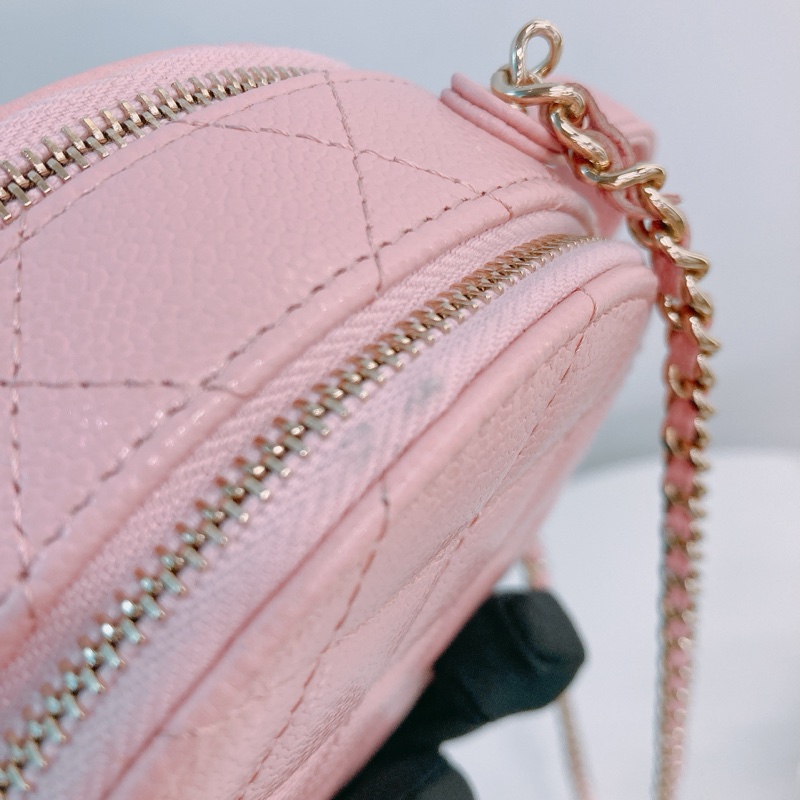 MS0524 CHANEL 香奈兒迷你圓餅化妝包包ROUND TOP HANDLE CLUTCH WITH CHAIN CAVIAR-16