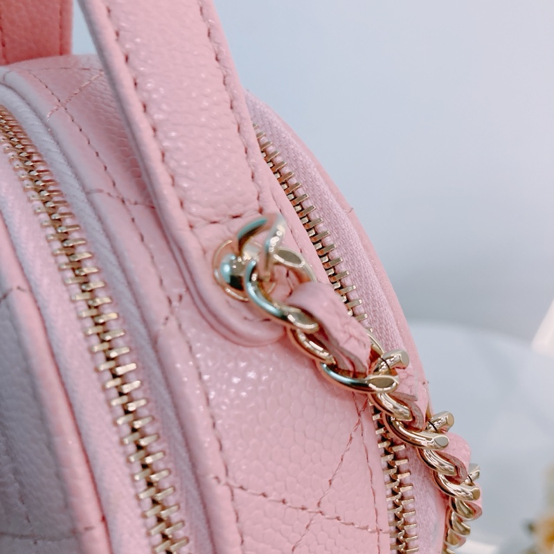 MS0524 CHANEL 香奈兒迷你圓餅化妝包包ROUND TOP HANDLE CLUTCH WITH CHAIN CAVIAR-18
