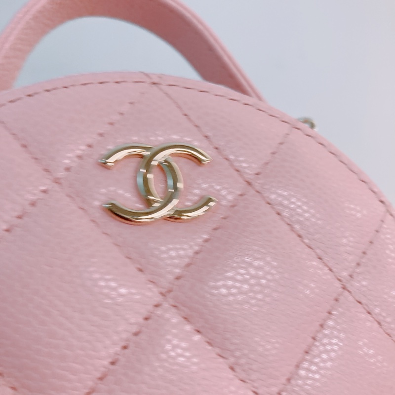MS0524 CHANEL 香奈兒迷你圓餅化妝包包ROUND TOP HANDLE CLUTCH WITH CHAIN CAVIAR-19