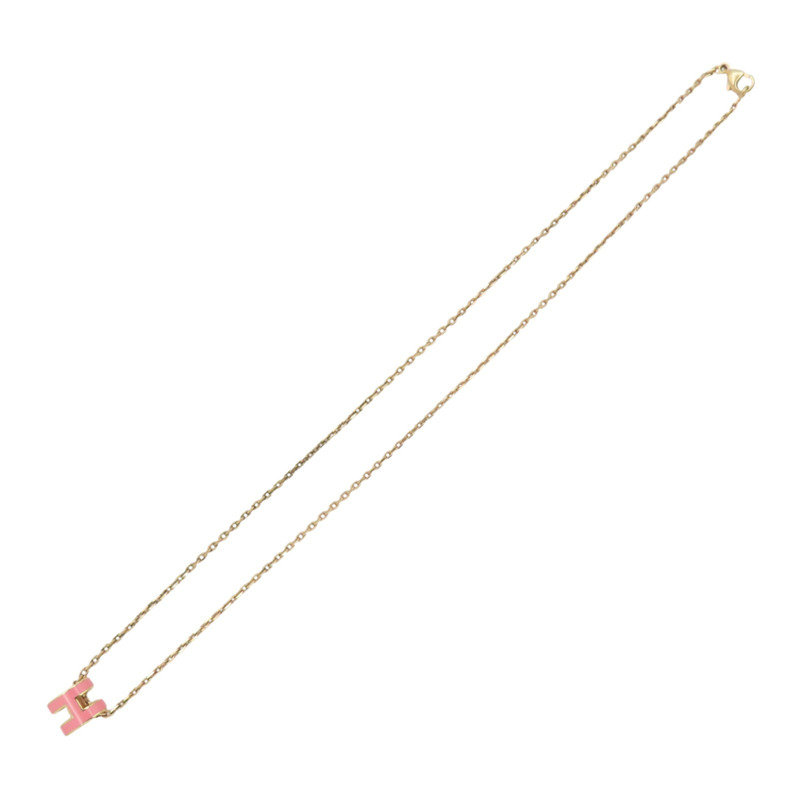 粉色琺瑯 金色鍍金 Mini Pop H 項鍊【HERMES 愛馬仕】 H147992FO-2