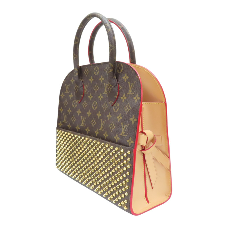 棕色 原花帆布 紅色馬毛 鉚釘 Iconoclast 手提包【LOUIS VUITTON LV 路易威登】 M41234-2