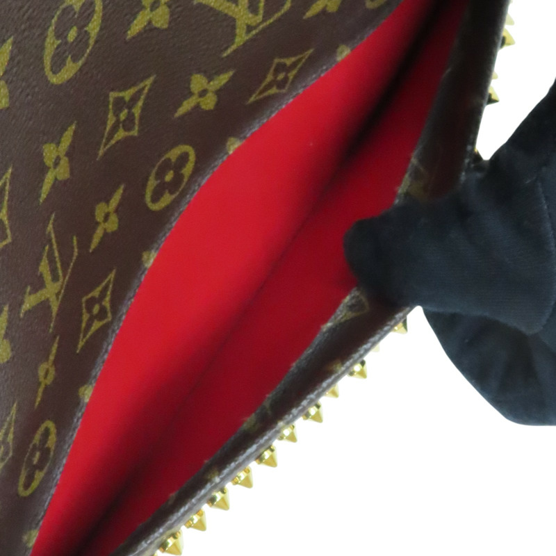 棕色 原花帆布 紅色馬毛 鉚釘 Iconoclast 手提包【LOUIS VUITTON LV 路易威登】 M41234-7