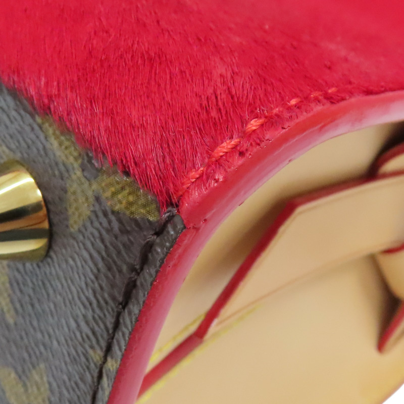 棕色 原花帆布 紅色馬毛 鉚釘 Iconoclast 手提包【LOUIS VUITTON LV 路易威登】 M41234-13