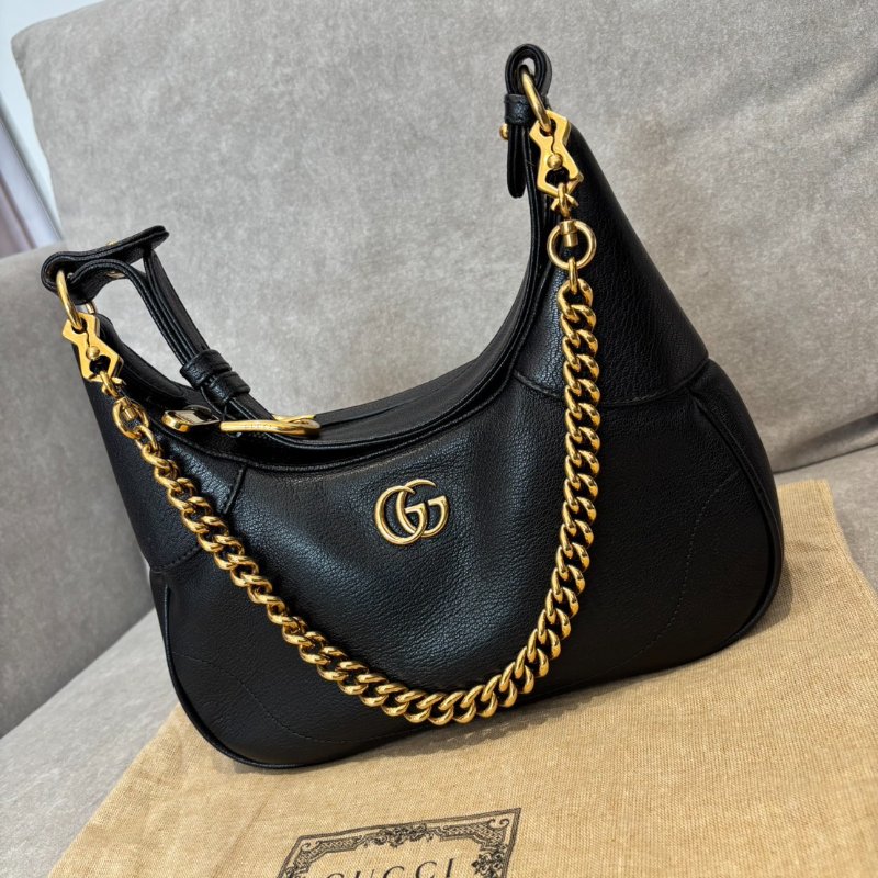 {🖤近新 🇹🇼101購入}Gucci Aphrodite 小牛皮鍊帶手提/肩背彎月兩用包-0
