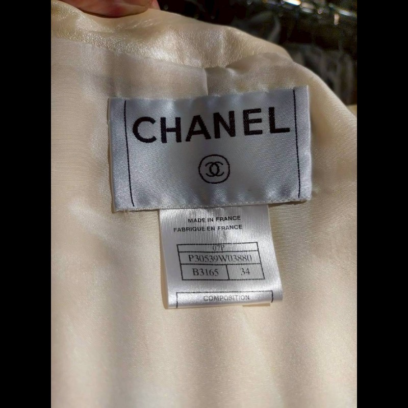 Chanel 珠光膚皮漆皮邊四口袋皮外套-22