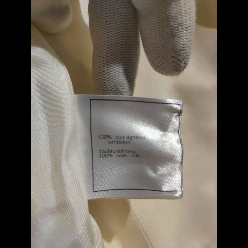 Chanel 珠光膚皮漆皮邊四口袋皮外套-25