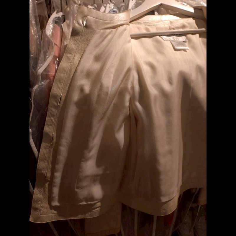 Chanel 珠光膚皮漆皮邊四口袋皮外套-37