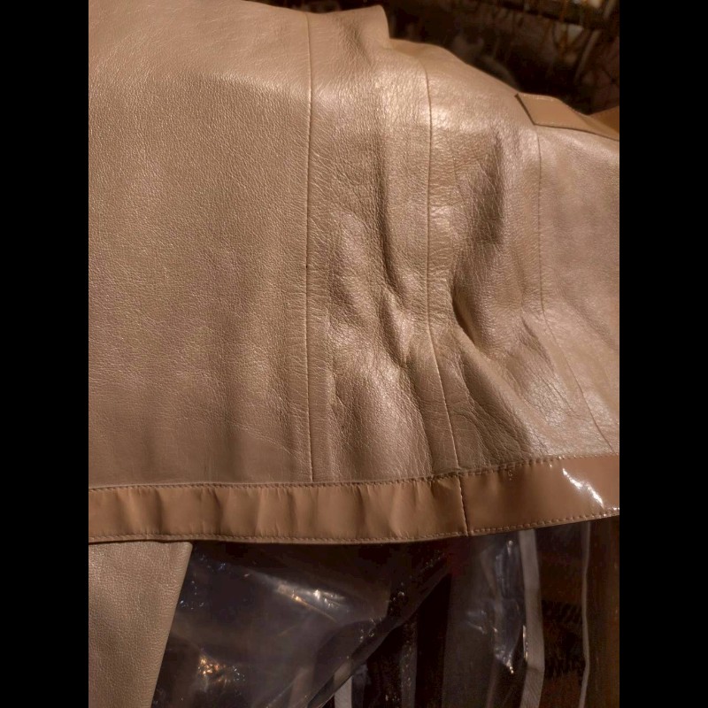 Chanel 珠光膚皮漆皮邊四口袋皮外套-39