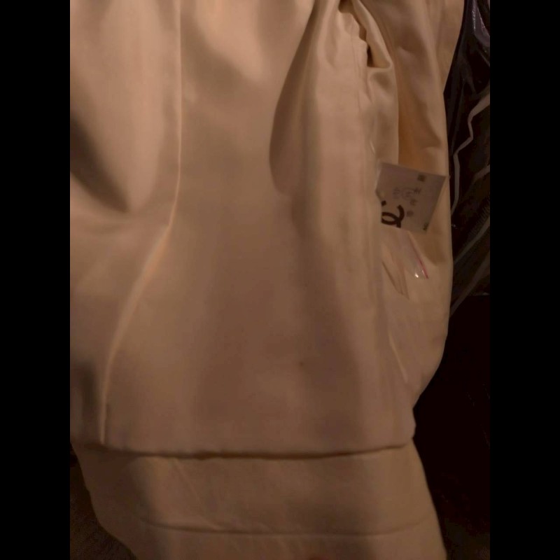 Chanel 珠光膚皮漆皮邊四口袋皮外套-42