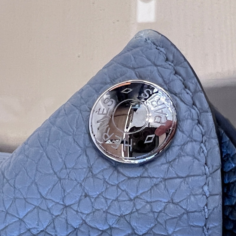 Hermes 冰川藍Togo皮Videpiches銀釦肩斜背包-11