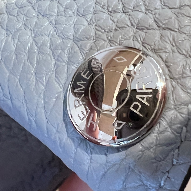 Hermes 冰川藍Togo皮Videpiches銀釦肩斜背包-12