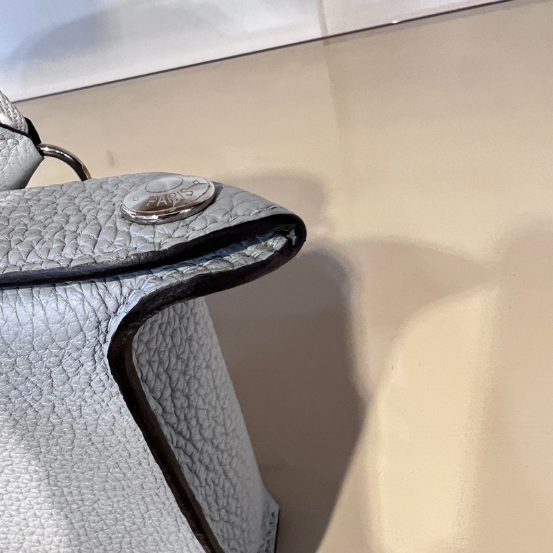 Hermes 冰川藍Togo皮Videpiches銀釦肩斜背包-16