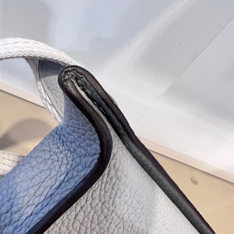 Hermes 冰川藍Togo皮Videpiches銀釦肩斜背包-17