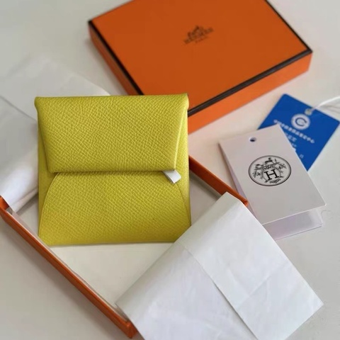 愛馬仕 Hermès Bastia 零錢包｜R9黃色｜經典小皮件 EPSOM