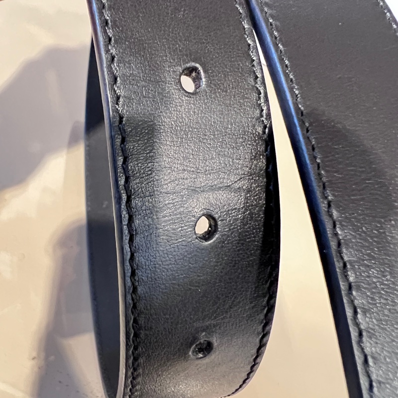 Gucci 黑牛皮Marmont金釦皮帶-2