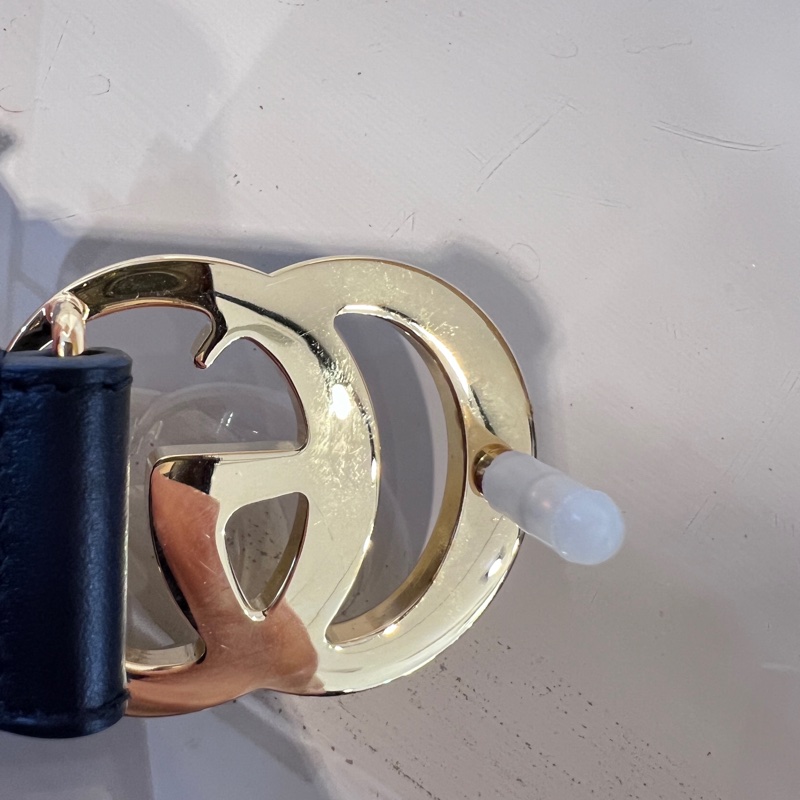 Gucci 黑牛皮Marmont金釦皮帶-4