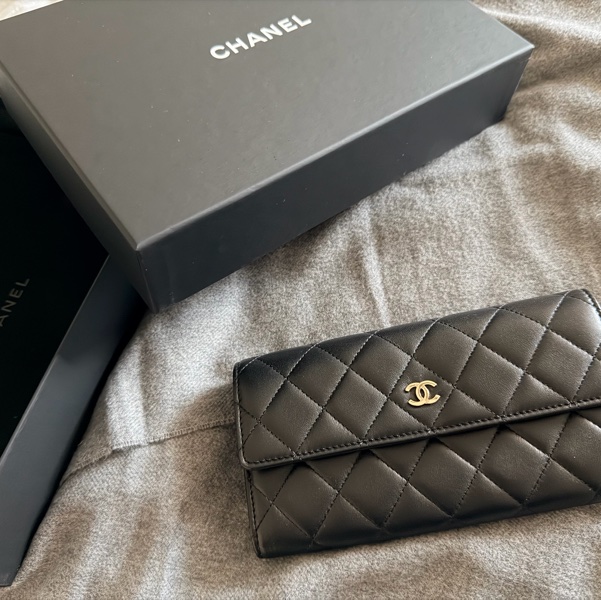 Chanel 黑金羊皮長夾-0