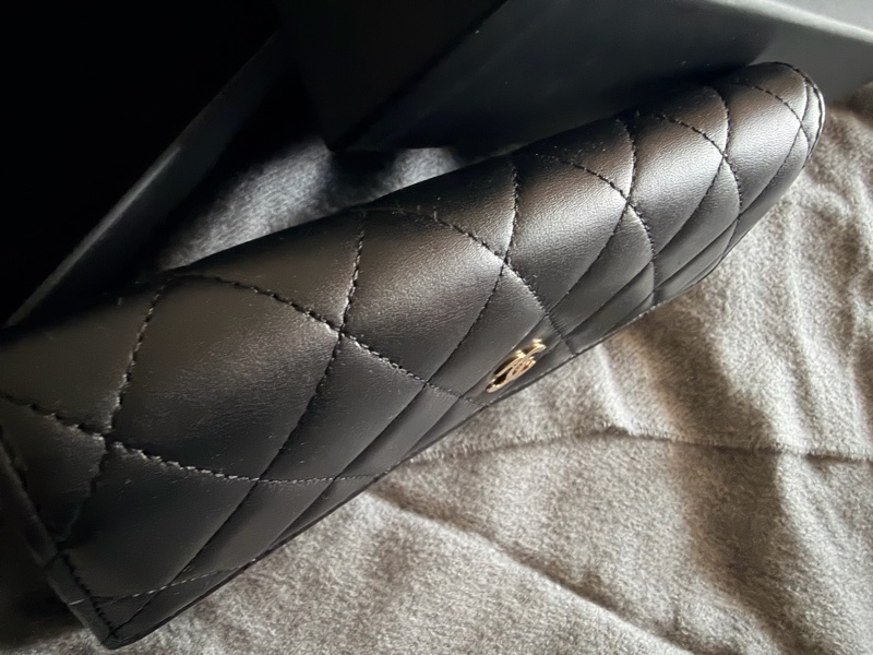 Chanel 黑金羊皮長夾-11