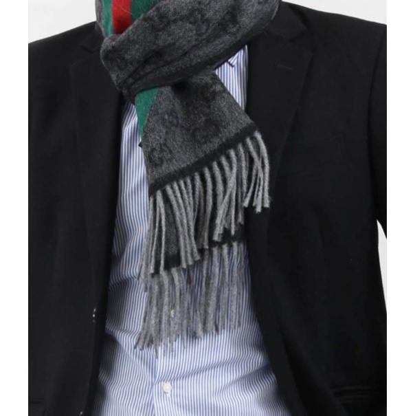 Gucci 男女同款 羊毛流蘇圍巾均碼碼190cm*37cm-4