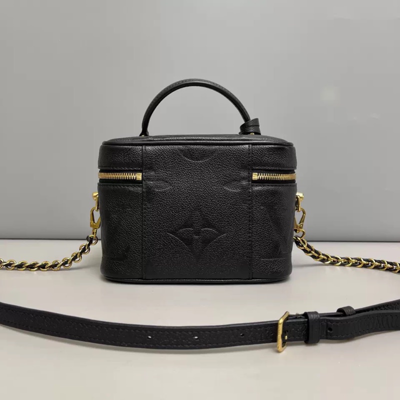 LV路易威登Vanity黑色牛皮壓紋小號化妝包 芯片-1