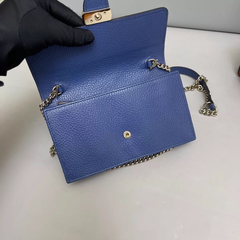 Gucci古馳 藍色牛皮woc風琴包-3