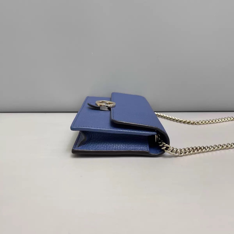 Gucci古馳 藍色牛皮woc風琴包-4