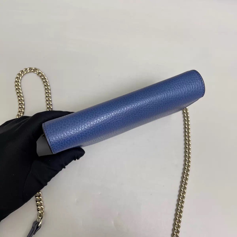 Gucci古馳 藍色牛皮woc風琴包-6