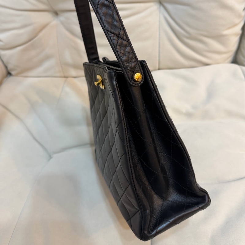 Chanel 香奈兒 雙子星 Kelly Shoulder 單肩 黑金 羊皮-2