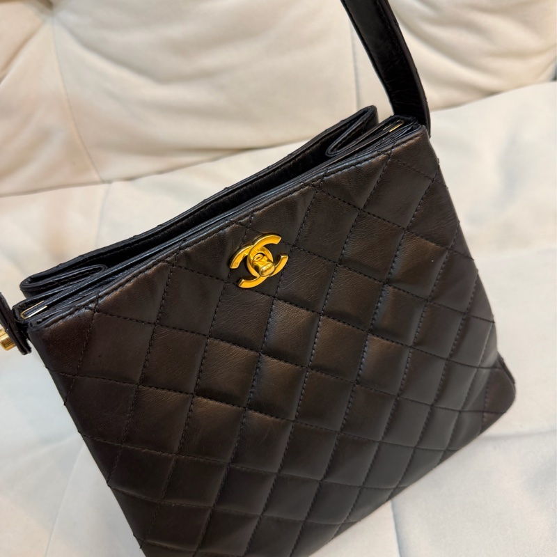Chanel 香奈兒 雙子星 Kelly Shoulder 單肩 黑金 羊皮-5
