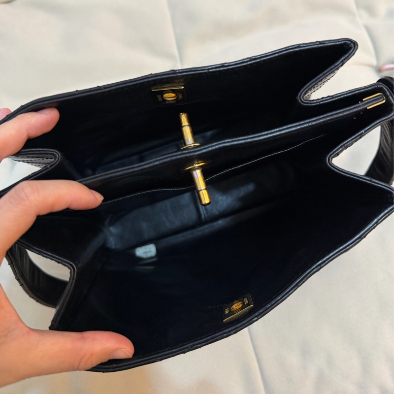 Chanel 香奈兒 雙子星 Kelly Shoulder 單肩 黑金 羊皮-13